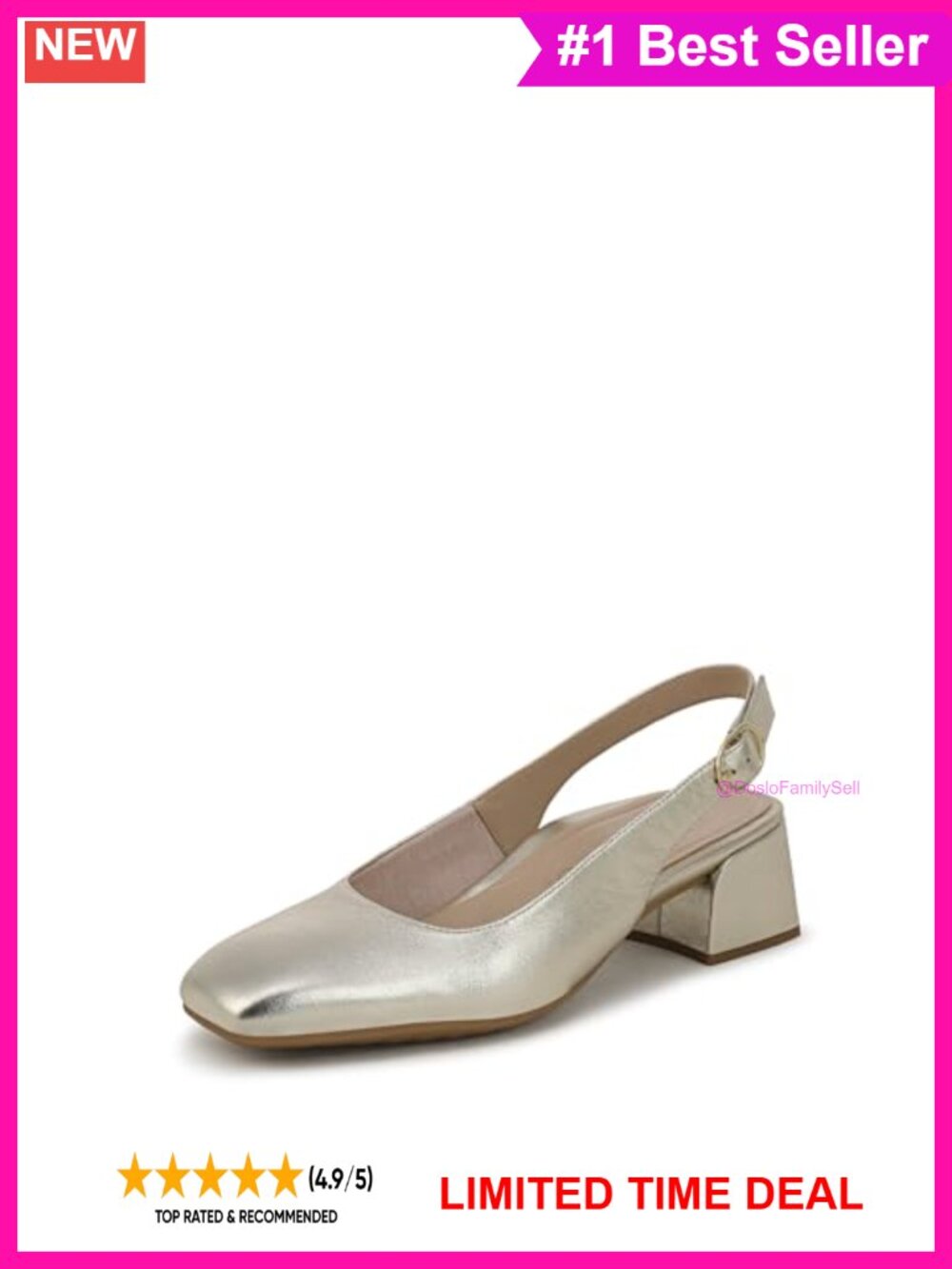 Vionic Reyes Slingback Block Heel Leather Pump Comfort Arch Support